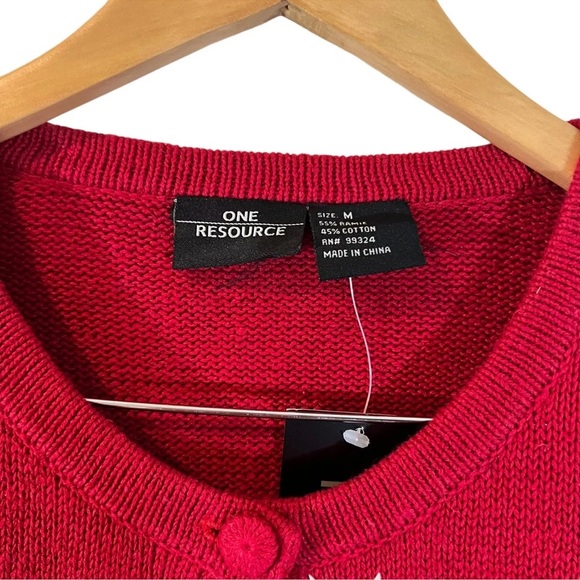One Resource Christmas NWT Sweater Womens Medium Beaded Embroidered Patchwork - Picture 7 of 7